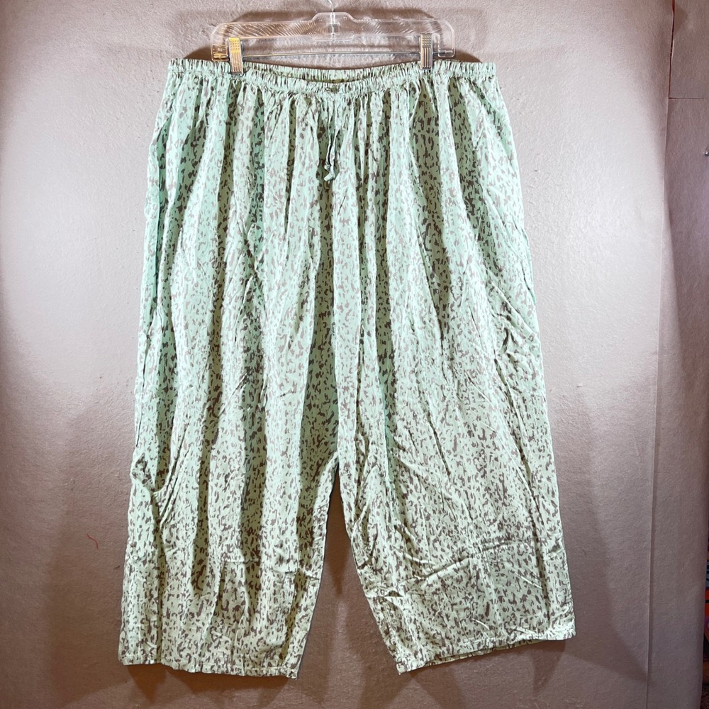 1218 | Nottibianche Abstract Print Cotton Blend Pajama Set Mint Green Womens 1X - Picture 4 of 12